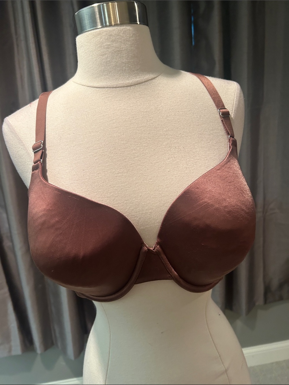 Smooth Satin T-Shirt Bra in Chocolate Brown - Women's Intimates